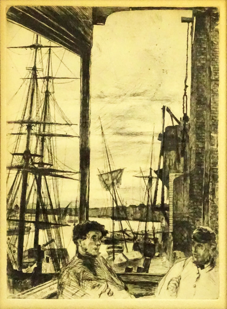 James Abbott McNeill Whistler, American (1834-1903) Etching "Rotherhithe, from Sixteen Etchings" 