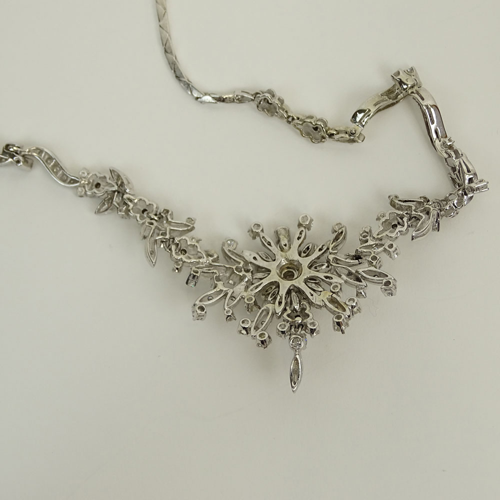 Vintage Approx. Approx. 5.5 to 6.0 Carat Round Brilliant Cut Diamond and 14 Karat White Gold Necklace.