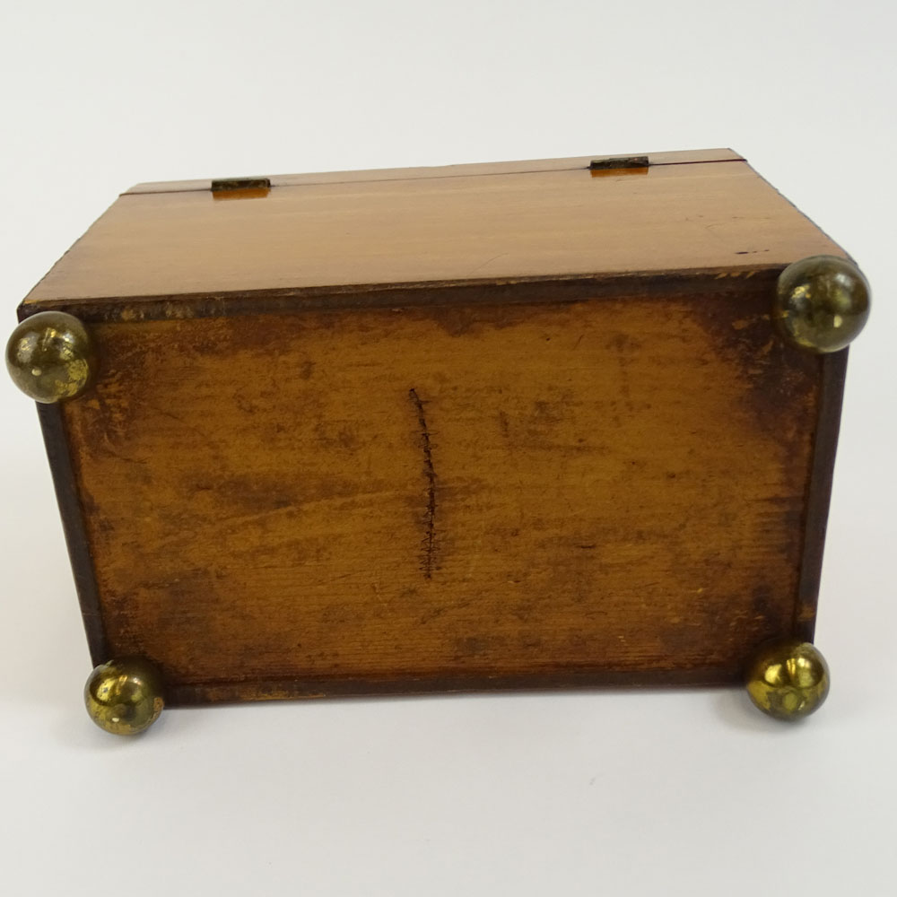 Antique English Satinwood and Boxwood Inlay Shell Motif Tea Caddy.