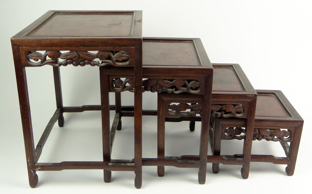 Set of Four (4) Early 20th Century Chinese Rosewood Nesting Tables.