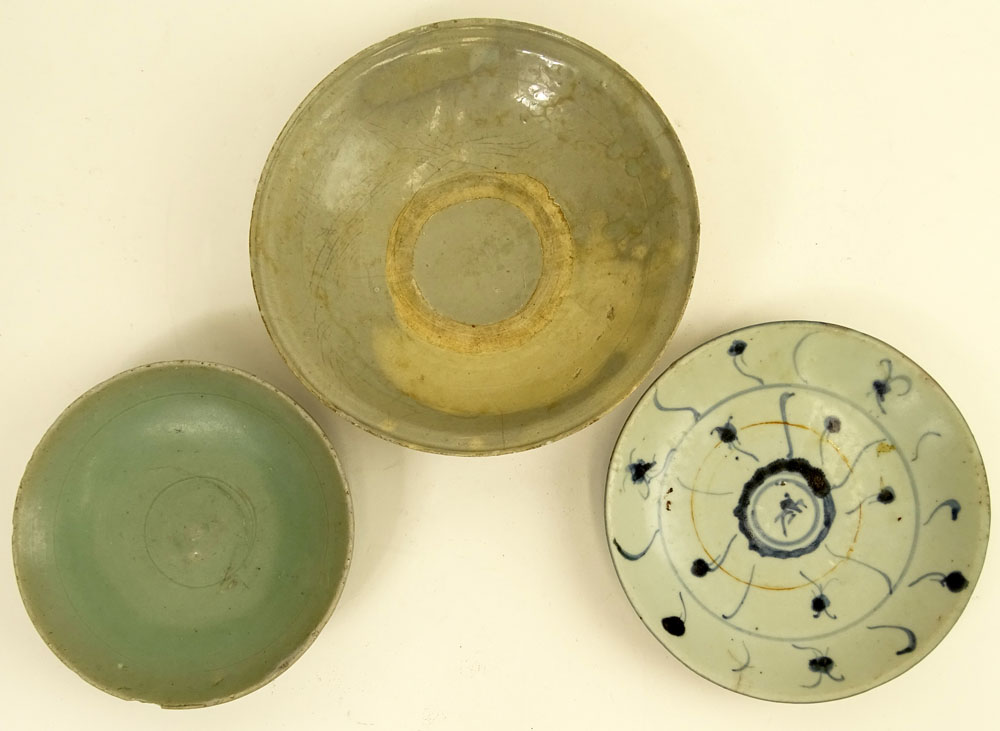 Three (3) Piece Antique Chinese Celadon Bowls.