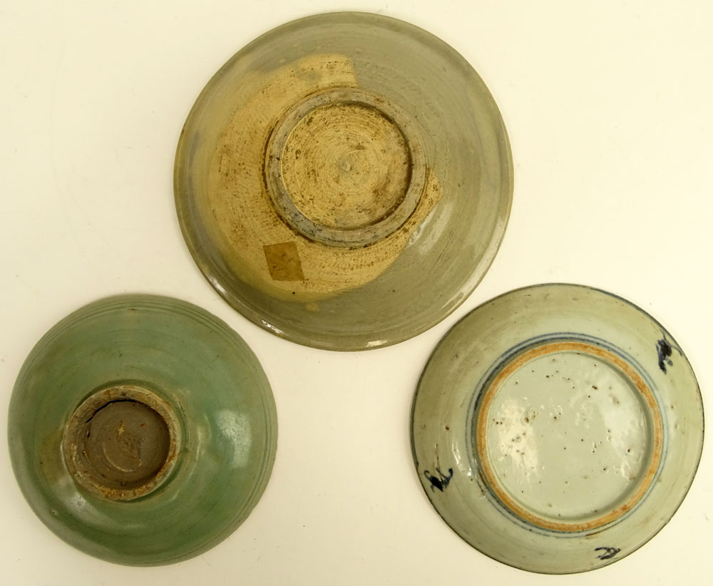 Three (3) Piece Antique Chinese Celadon Bowls.
