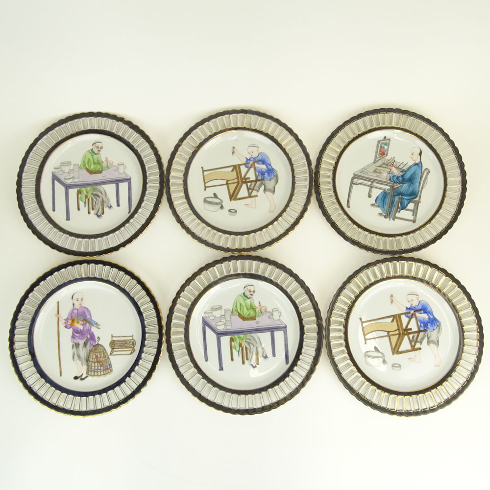 Set of Six (6) Modern Chinese Hand painted Porcelain Reticulated Plates. Good condition. Measures 10" dia. Shipping $65.00 (estimate $100-$150)