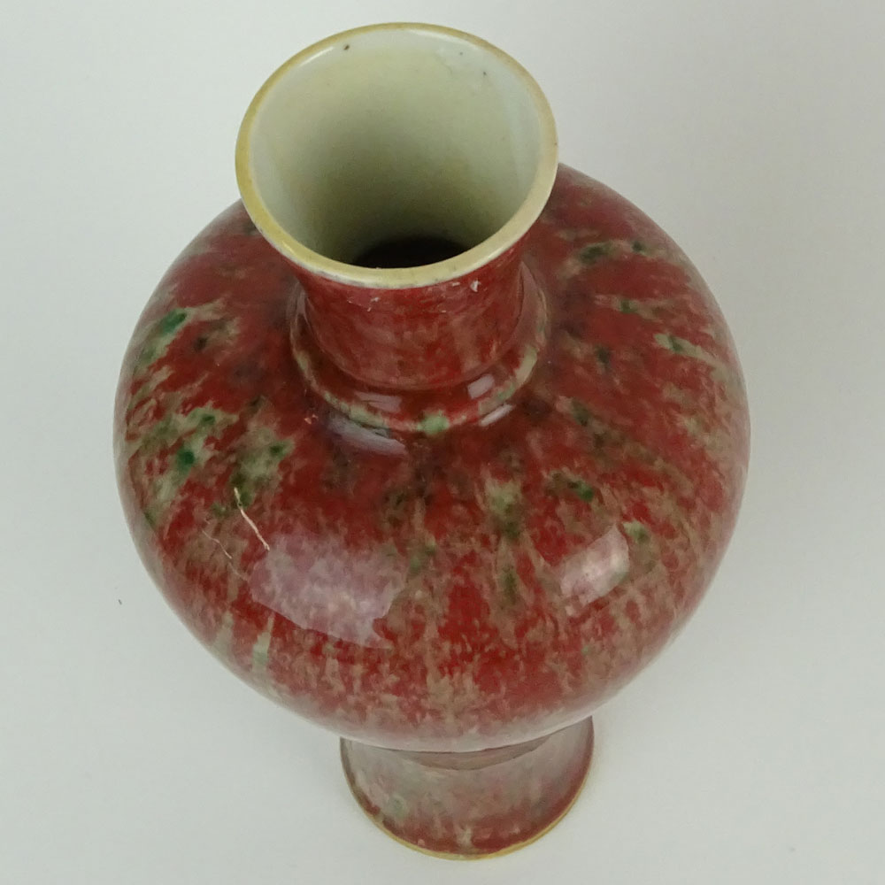 Chinese Peach Blossom Glazed Porcelain Vase.