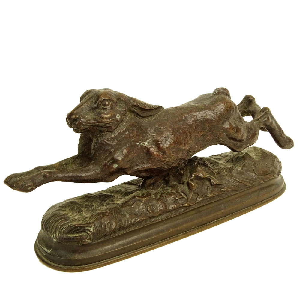Arthur Marie Gabriel Comte du Passage, French (1838-1909) Bronze rabbit sculpture "Li