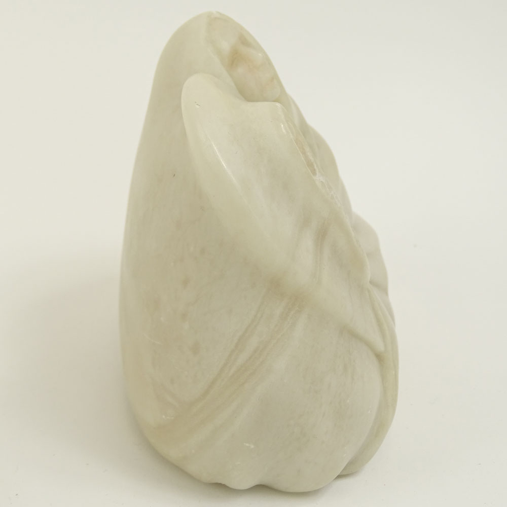 Circa 1987 Native American Carved Alabaster Sculpture, Mother and Child. 