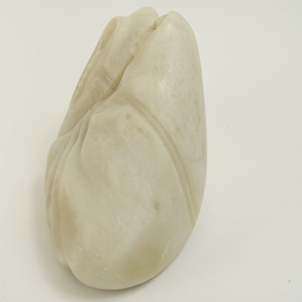 Circa 1987 Native American Carved Alabaster Sculpture, Mother and Child. 
