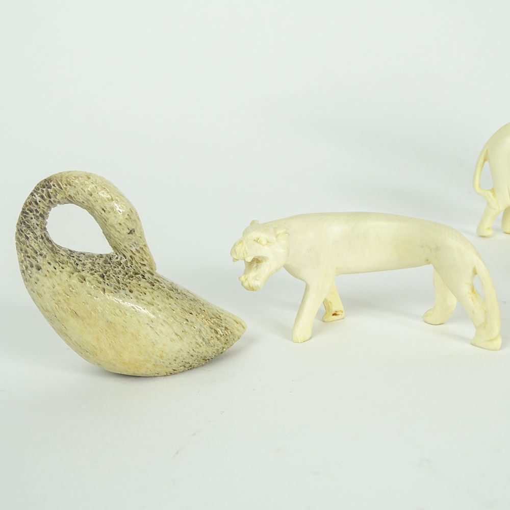 Miscellaneous Lot of 5 Miniature Ivory and Bone Animal Figures.