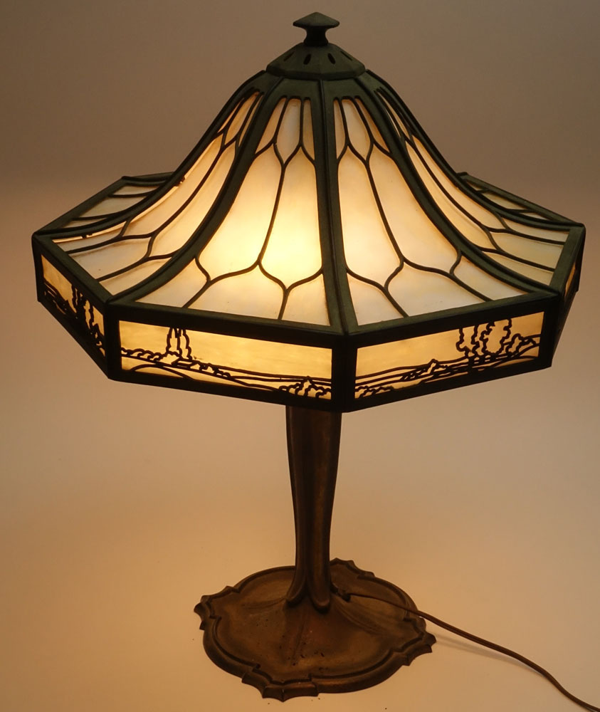 Bradley & Hubbard Arts and Crafts Lamp "Prairie" motif. 