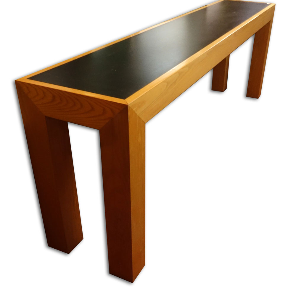 Contemporary Wood with Faux Leather Console Table