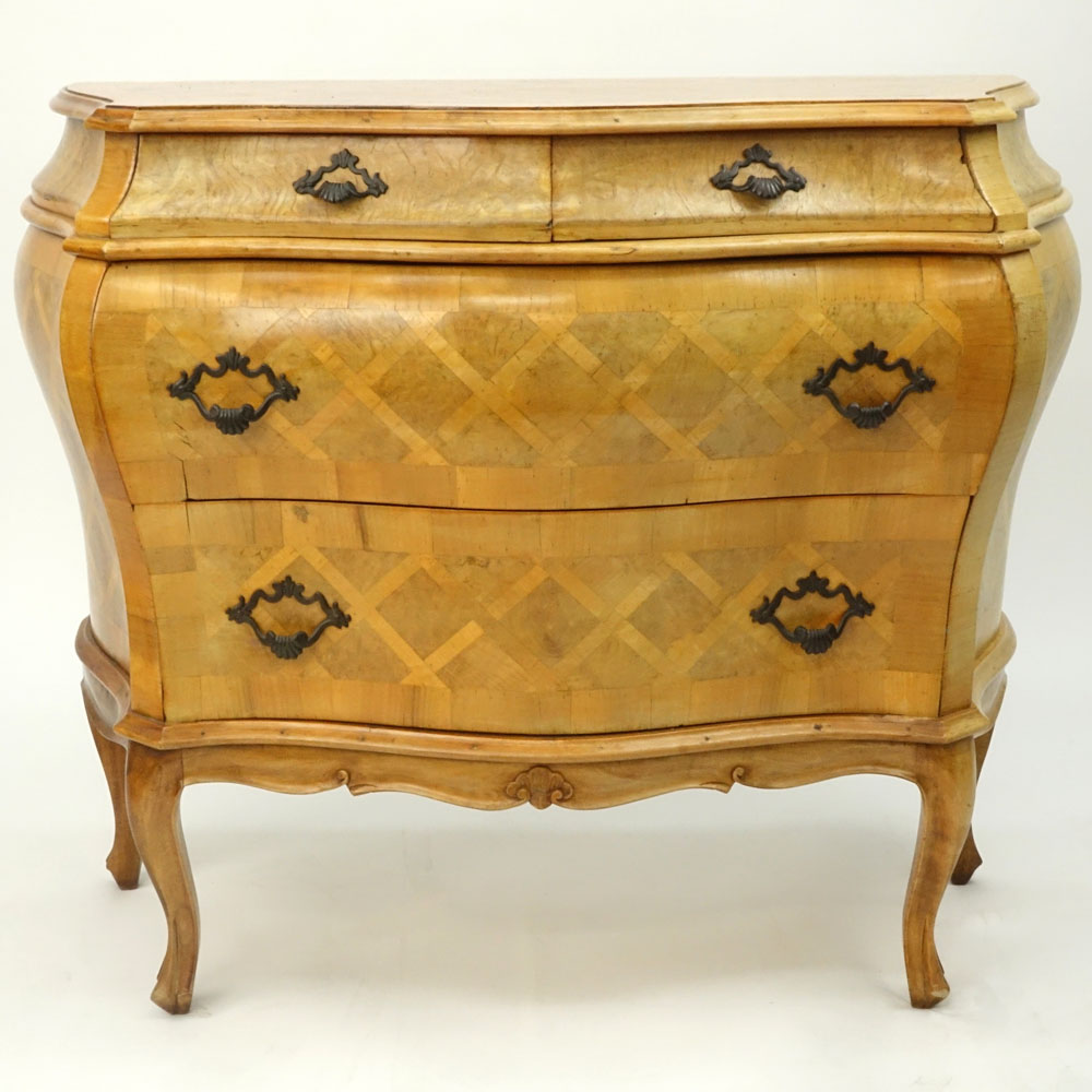 Mid 20th Century Italian Inlaid Bombe Chest of Drawers