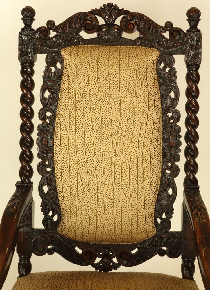 Magnificent Rare Set of Fourteen (14) 17/18th Century Dutch Carved Walnut Dining Chairs