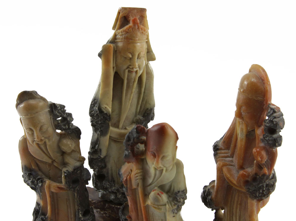 Grouping of Three (3) Chinese Carved Soapstone Figurines