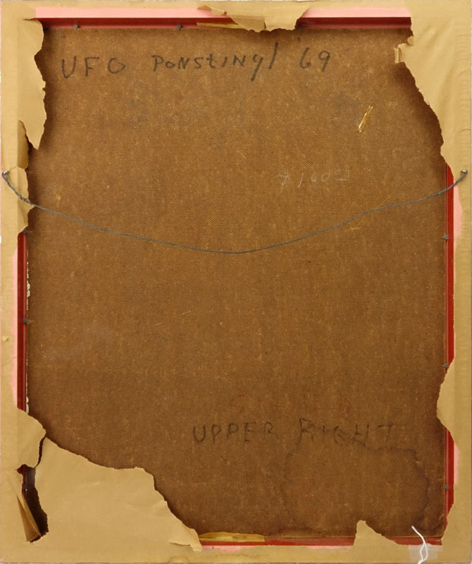 Franz Jozef Ponstingl, American (1927-2004) Oil on Masonite "UFO" Signed Upper Right