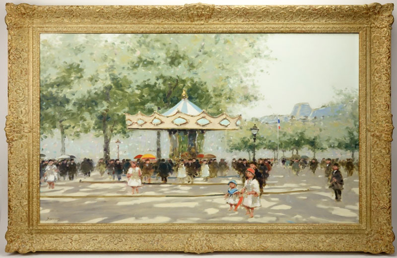 André Gisson, American (1921-2003) Oil painting on canvas "At The Carousel"