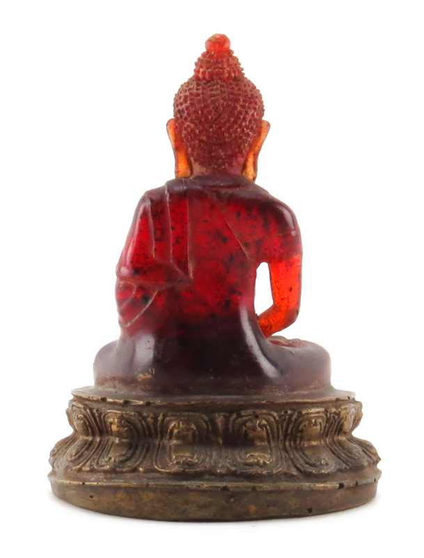 19/20th Century Chinese Cherry Amber Seated Buddha Figurine