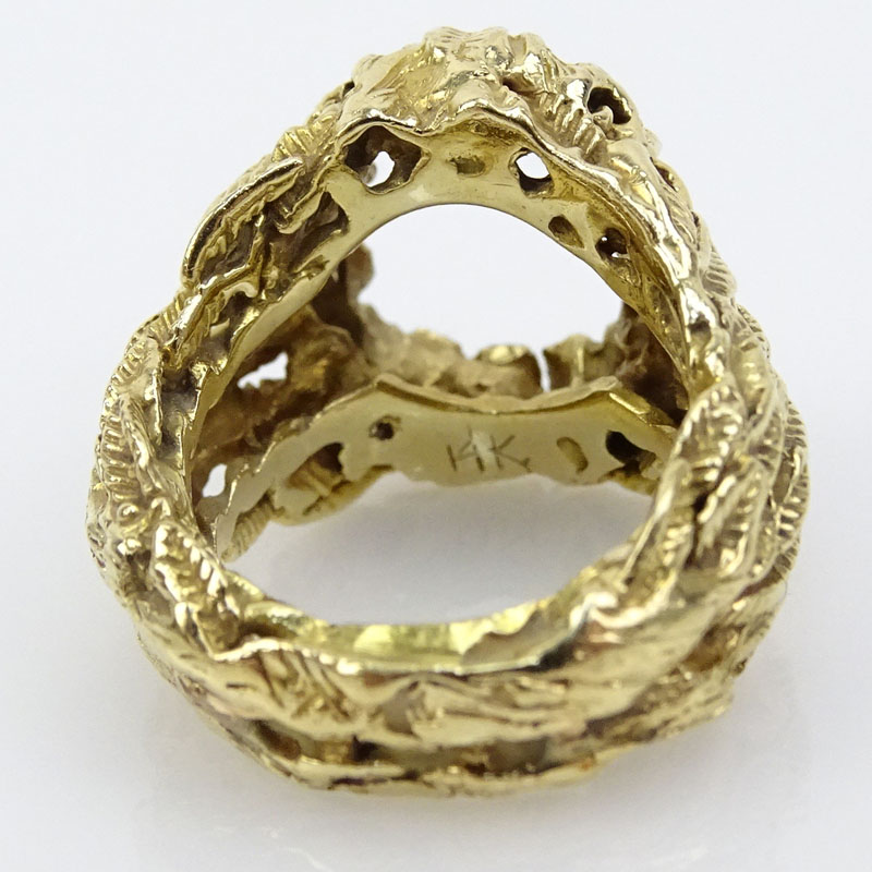 Vintage 14 Karat Yellow Gold Ring Jacket for Pear Shape Stone