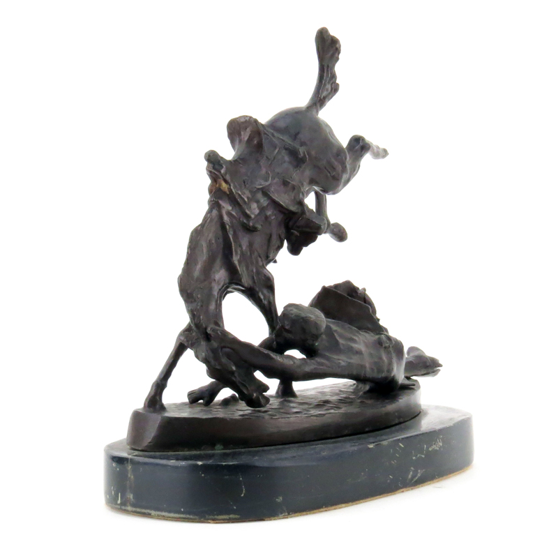 After: Frederic Remington, American (1861-1909) "Wicked Pony" Bronze Sculpture on Marble Base