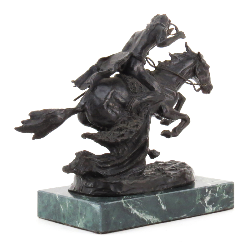 After: Frederic Remington, American (1861-1909) "Cheyenne" Bronze Sculpture on Marble Base