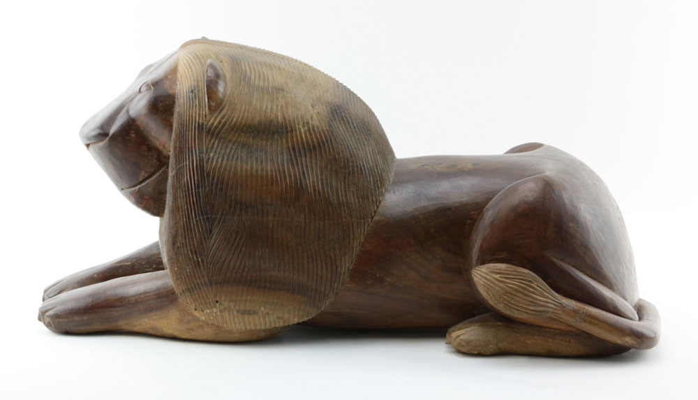 Antonio Juliao, Brazilian (20th Century) Folk Art Wood Carving of a Jacaranda Lion