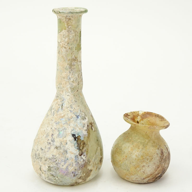 Two (2) Small Ancient Roman Glass Vases