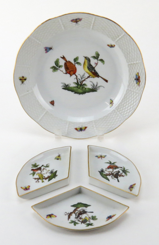 Two (2) Herend Porcelain Individual Divided Serving Dishes