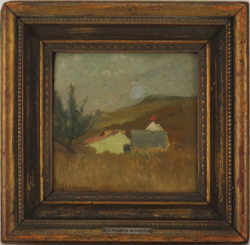 John Francis Murphy, American (1853-1921) "Grain Field" Oil on Wood Panel Signed Lower Left