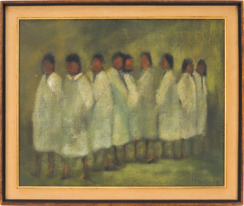Mid 20th Century Oil On Canvas "Figures In White"
