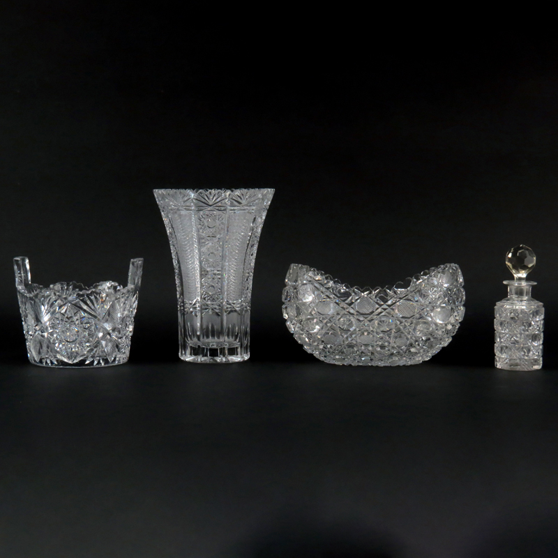 Four Pieces Antique Cut Glass Objects