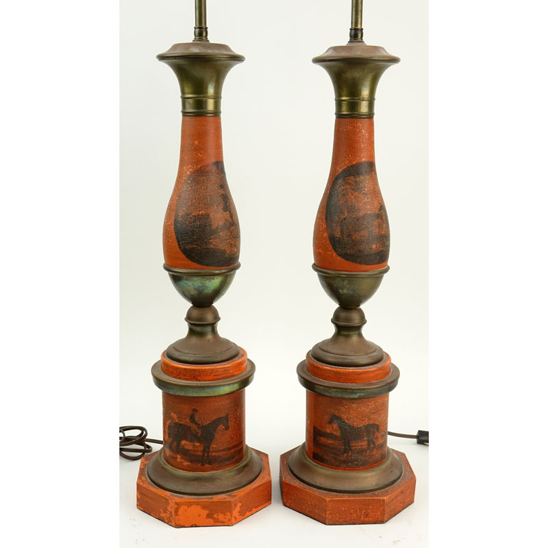 Pair of Vintage Tole Lamps
