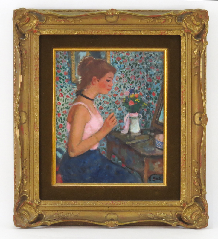 François Gall, French (1912-1987) Oil on canvas "Coiffeuse"