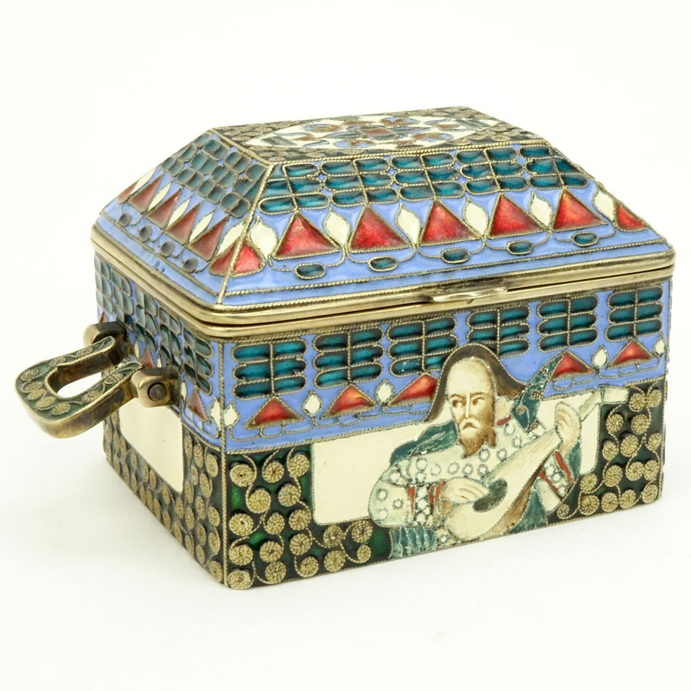 20th Century Russian Cloisonne Enamel Hinged Box