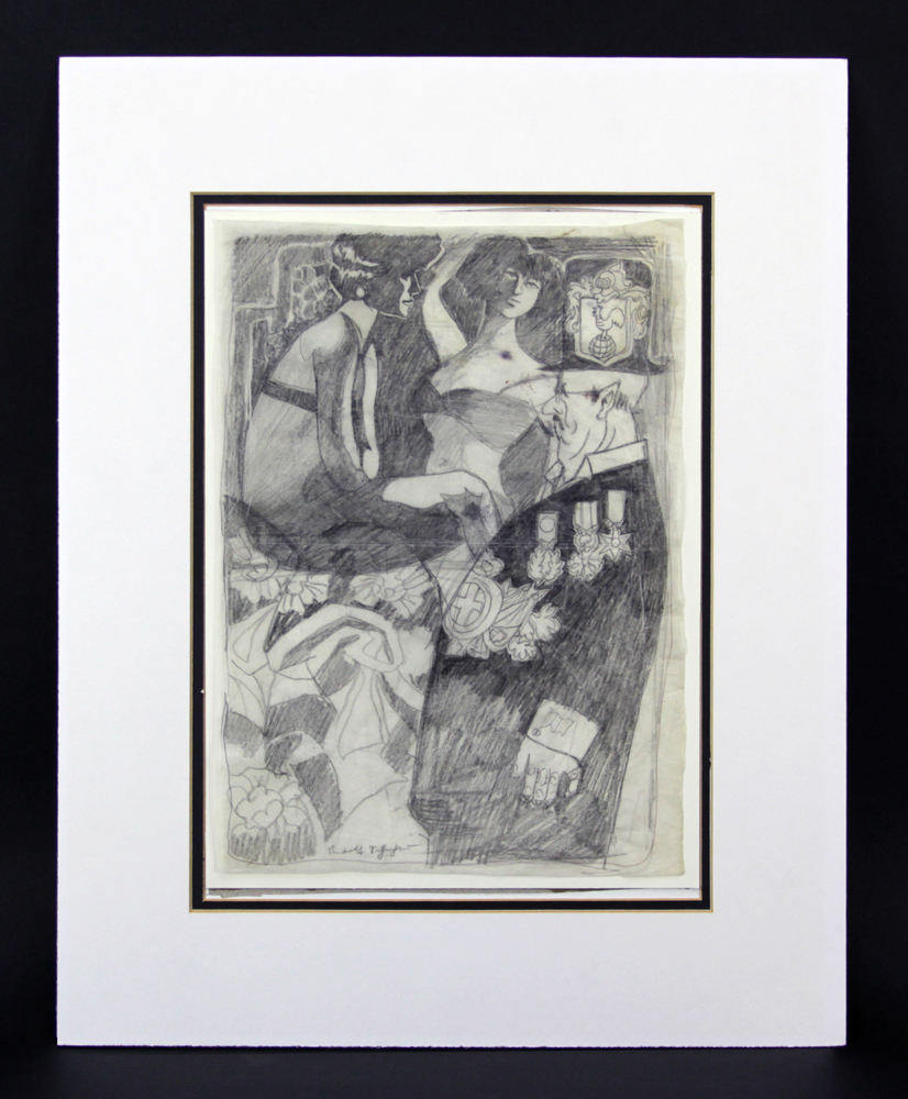 Rudolf Schlichter, German (1890-1955) Pencil On Paper "Satirical Illustration"