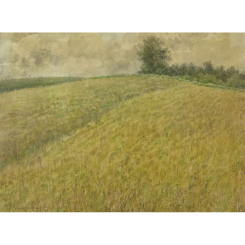 Alfred Jean Marie Paris (1846-1908) Watercolor on paper, "Pastoral Landscape"