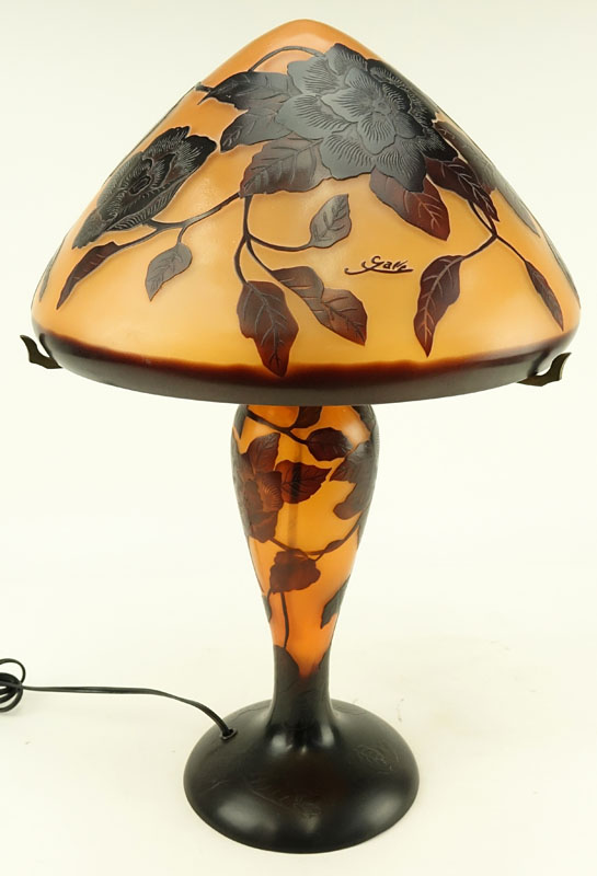 After: Emile Galle, French (1846-1904) Art Nouveau Cameo Glass Lamp