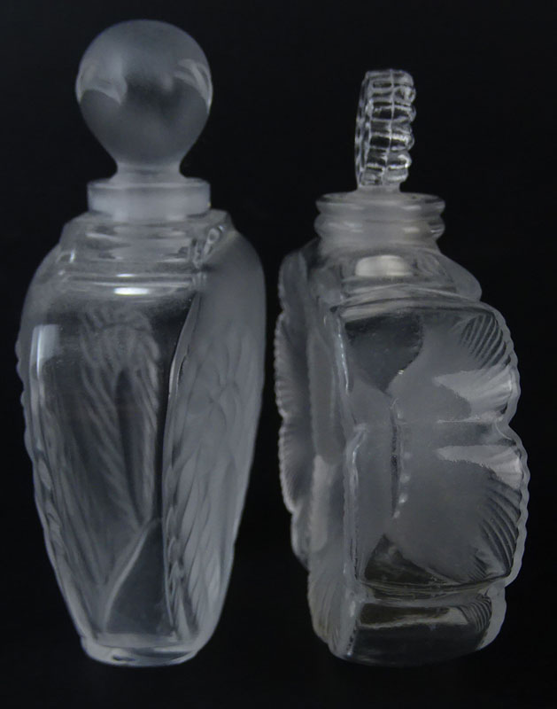 Grouping of Two (2) Lalique France Crystal Perfume Bottles
