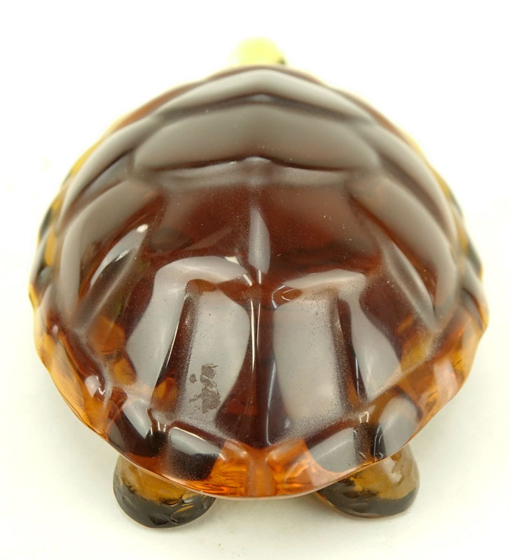 Lalique "Caroline" Turtle Form Amber Color Crystal Figurine