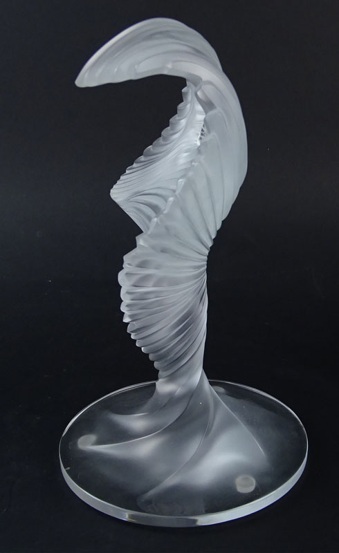 Lalique "Le Trophee" Frosted Crystal Abstract Sculpture