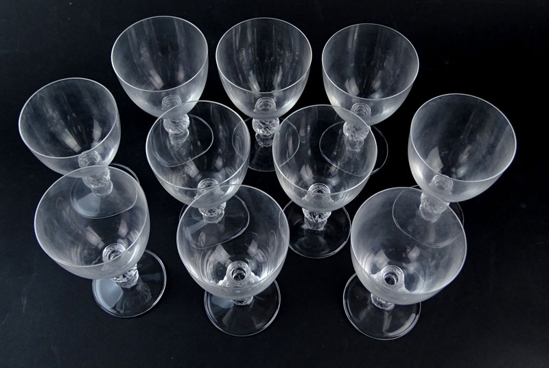 Ten (10) Lalique "Saint Hubert" Crystal Water Glasses