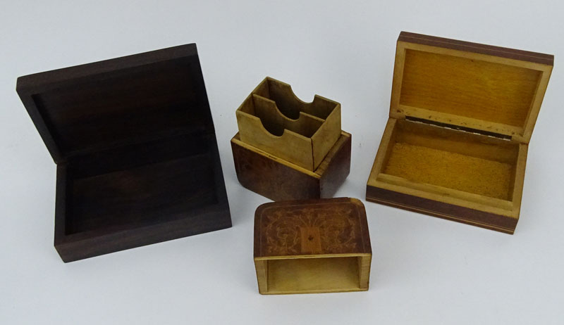 Grouping of Eight (8) Vintage Inlaid Wooden Boxes