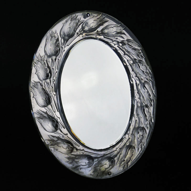 Lalique "Boutons de Roses" Crystal Table Mirror