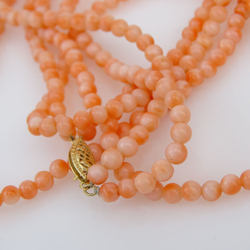 Grouping of Two (2) Vintage Coral Beaded Necklaces