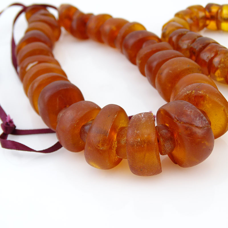 Antique Natural Amber Necklace and Bracelet Grouping