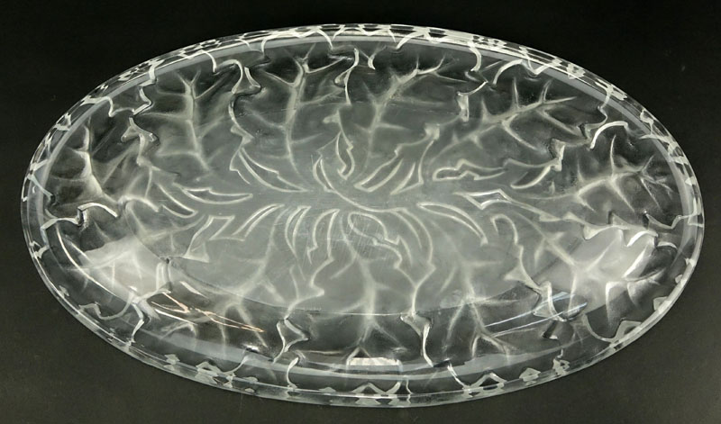 Lalique Oak Leaf Frosted Crystal Platter/Tray