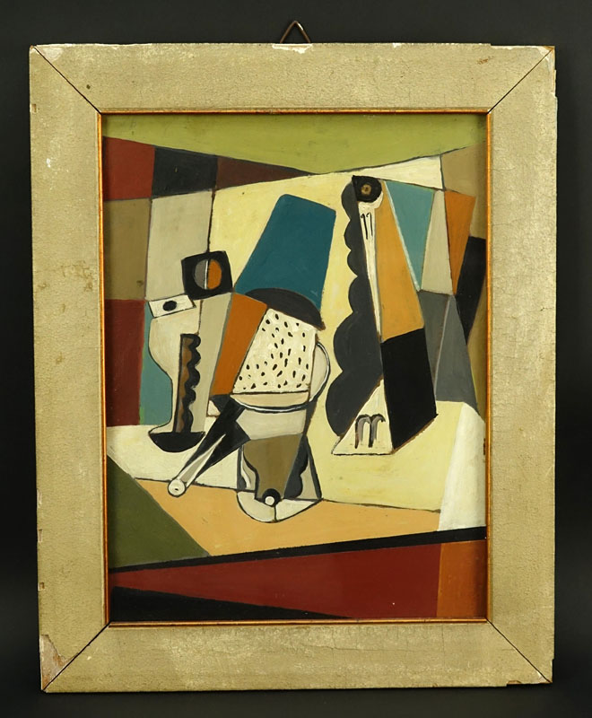 Circa 1930's French School  Oi On Card "Cubist Still Life"