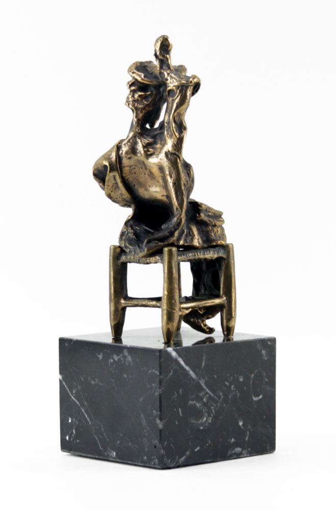 Salvador Dali, Spanish (1904-1989) Patinated Bronze Sculpture "Seated Don Quixote" on Marble Base