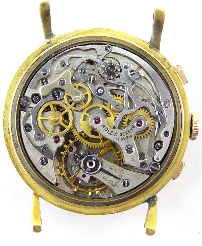 Men's Super Rare Circa 1950s Rolex 18 Karat Pink Gold "Coin-Edge" Anti-Magnetic Chronograph