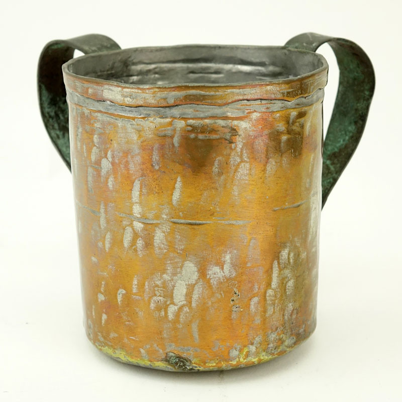 18-19th C Judaica Handmade Copper Netilat Yadayim Hand Washing Cup