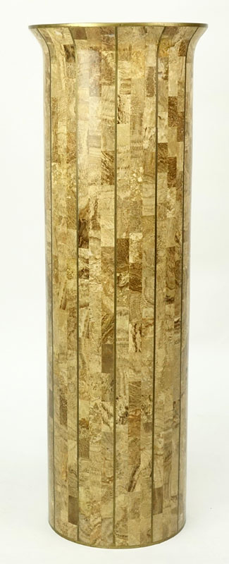 Maitland-Smith Tessellated Tile and Brass Mounted Pedestal