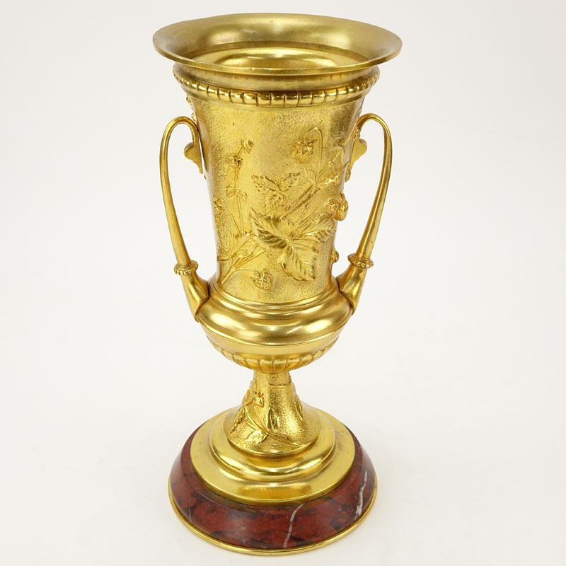 Early 20th French Empire Style Century Gilt Bronze Relief Urn Mounted on Underside